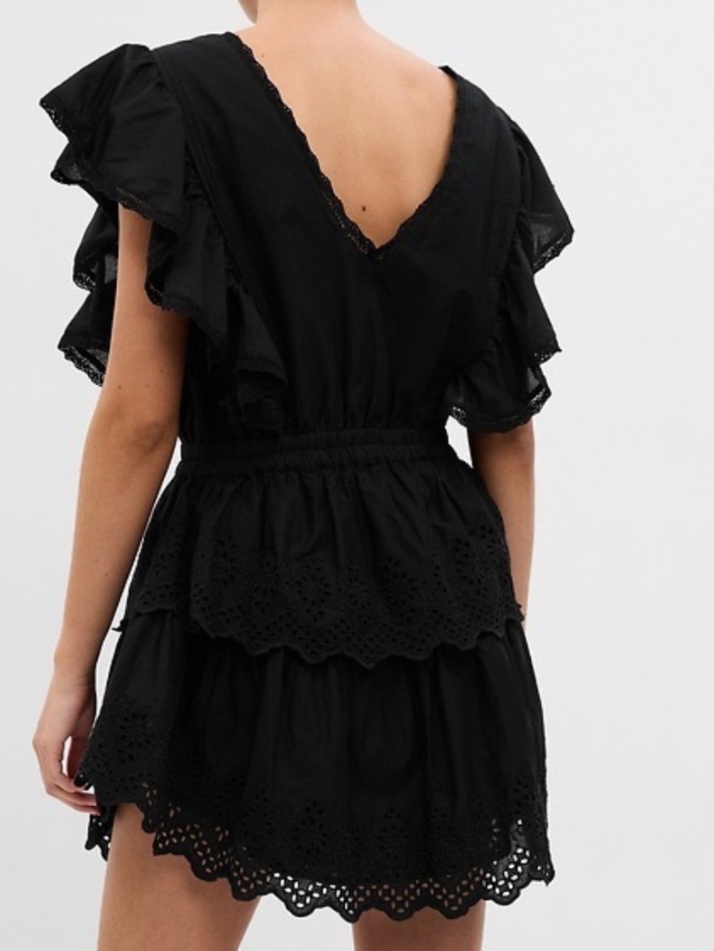 Organic Cotton Eyelet Ruffle Mini Dress
